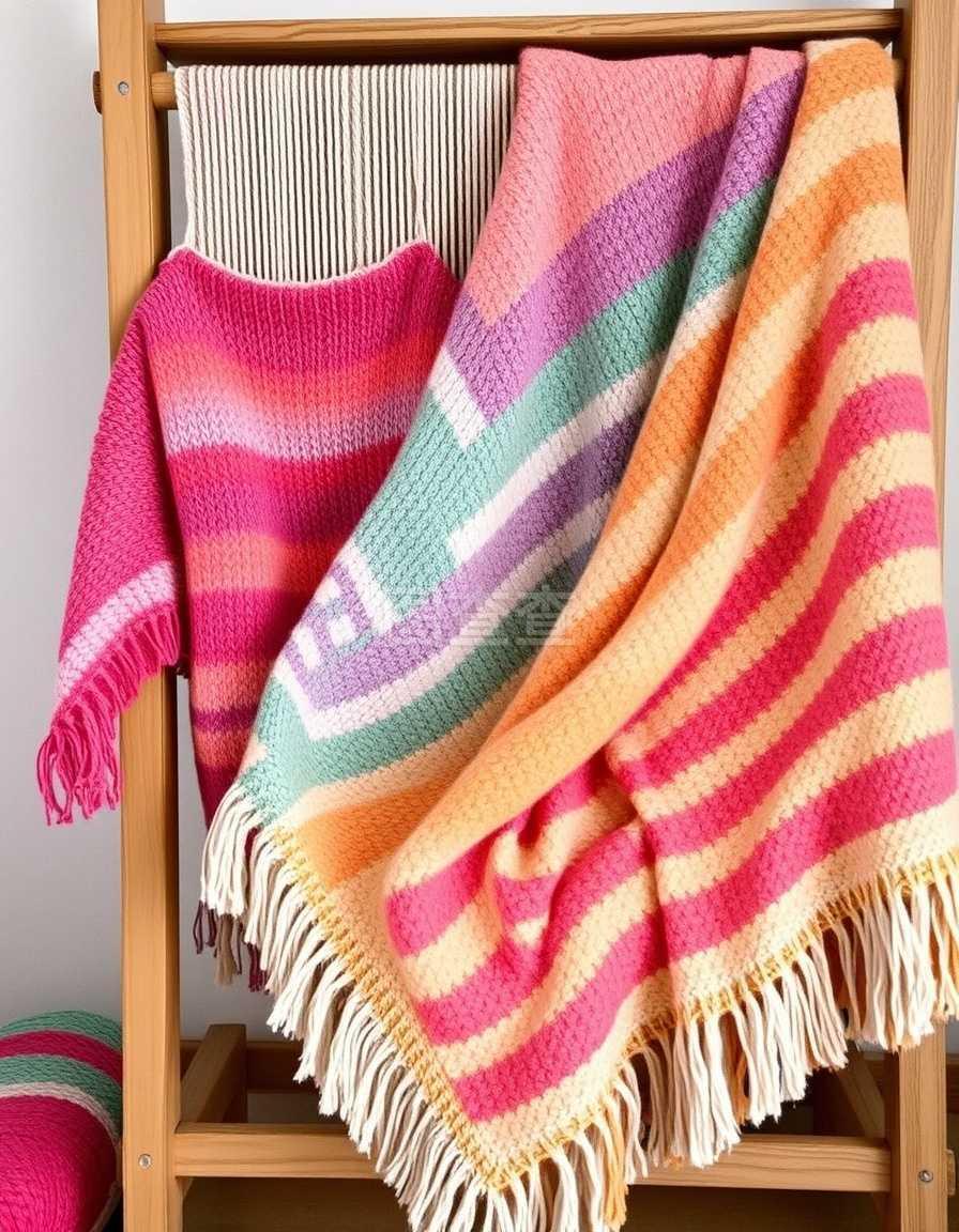 彩色針織服裝與毛毯 梳織機與紗線的藝術(shù)融合