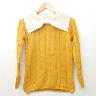 2012秋冬女裝潮流 日系甜美復古風，大蝴蝶結翻領針織衫點亮衣櫥